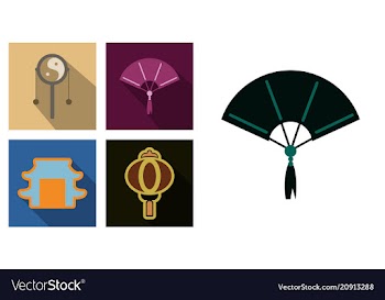 Concept of flat icons in chinese style and vector image