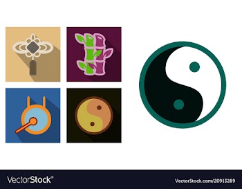 Concept of flat icons in chinese style and vector image