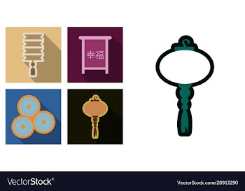 Concept of flat icons in chinese style and vector image