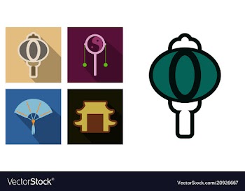 Concept of flat icons in chinese style and vector image