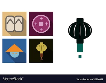 Concept of flat icons in chinese style and vector image