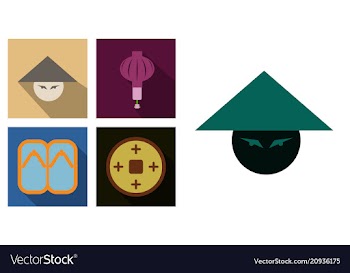Concept of flat icons in chinese style and vector image