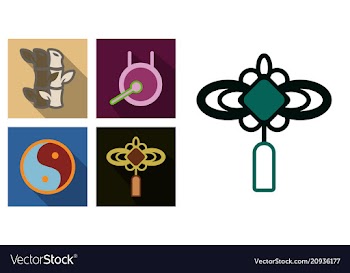 Concept of flat icons in chinese style and vector image