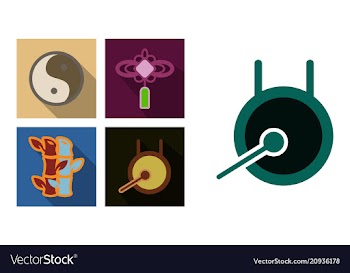 Concept of flat icons in chinese style and vector image