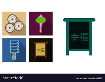 Concept of flat icons in chinese style and vector image
