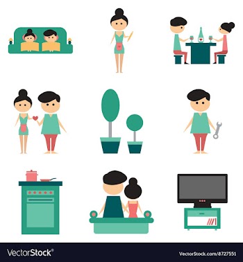 Concept of flat icons on white background family vector image