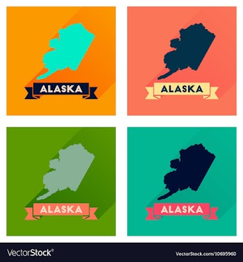 Concept of flat icons with long shadow Alaska map vector image