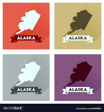 Concept of flat icons with long shadow Alaska map vector image