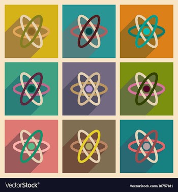 Concept of flat icons with long shadow atom vector image