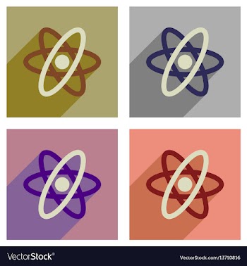 Concept of flat icons with long shadow atom vector image