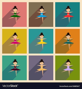 Concept of flat icons with long shadow ballet vector image