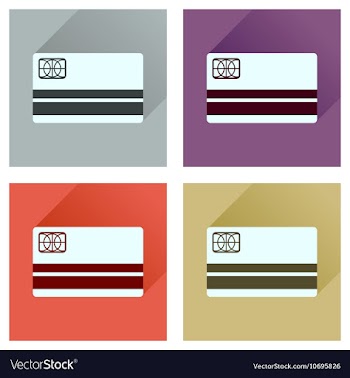Concept of flat icons with long shadow bank card vector image