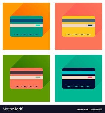 Concept of flat icons with long shadow bank card vector image