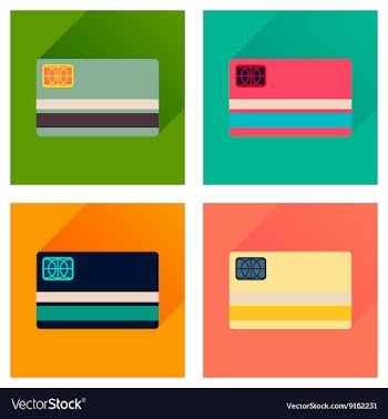 Concept of flat icons with long shadow bank card vector image