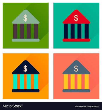 Concept of flat icons with long shadow Bank vector image