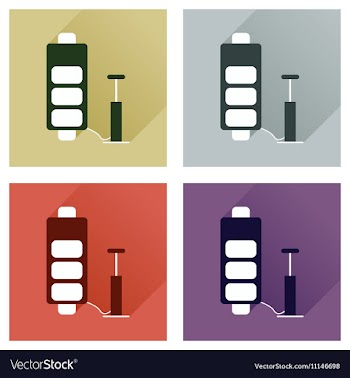 Concept of flat icons with long shadow battery vector image
