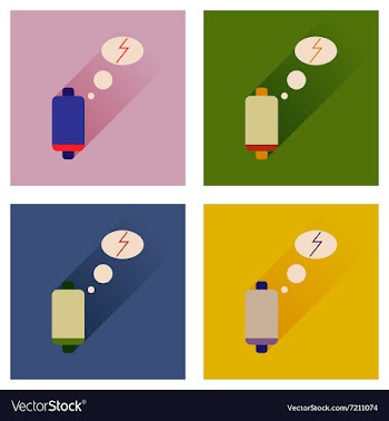 Concept of flat icons with long shadow battery vector image