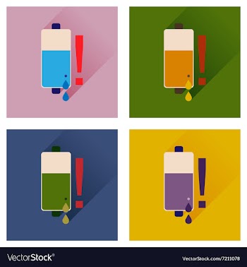 Concept of flat icons with long shadow battery vector image