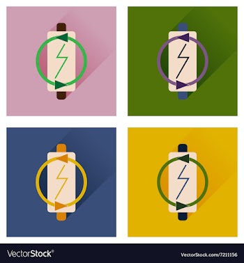 Concept of flat icons with long shadow battery vector image