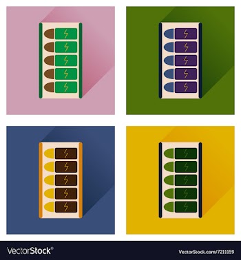 Concept of flat icons with long shadow battery vector image