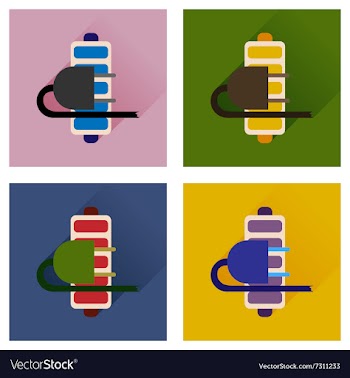 Concept of flat icons with long shadow battery vector image