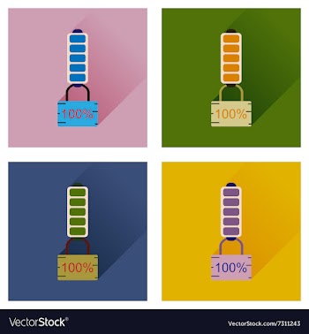 Concept of flat icons with long shadow battery vector image