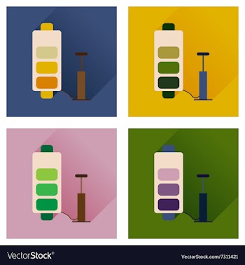 Concept of flat icons with long shadow battery vector image