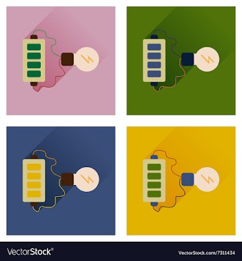 Concept of flat icons with long shadow battery vector image
