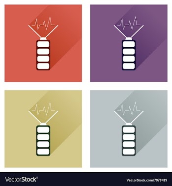 Concept of flat icons with long shadow battery vector image