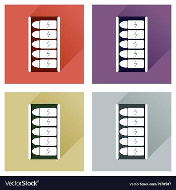 Concept of flat icons with long shadow battery vector image