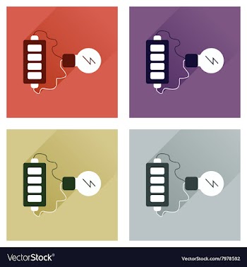 Concept of flat icons with long shadow battery vector image