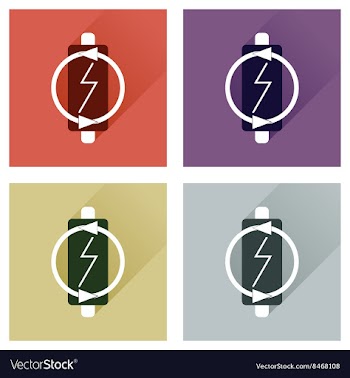 Concept of flat icons with long shadow battery vector image