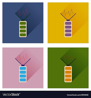 Concept of flat icons with long shadow battery vector image