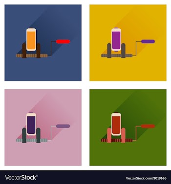 Concept of flat icons with long shadow battery vector image