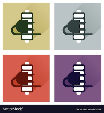 Concept of flat icons with long shadow battery vector image