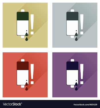 Concept of flat icons with long shadow battery vector image