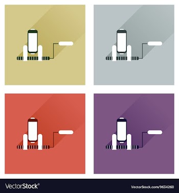 Concept of flat icons with long shadow battery vector image