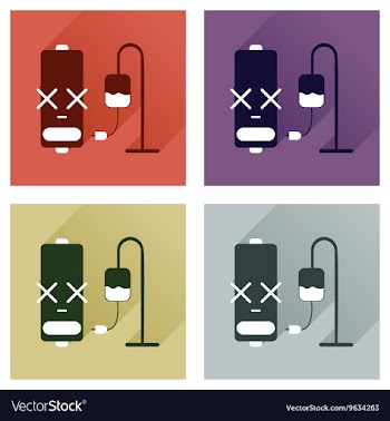 Concept of flat icons with long shadow battery vector image