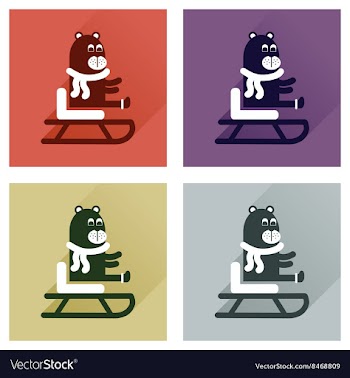 Concept of flat icons with long shadow bear sled vector image