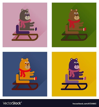 Concept of flat icons with long shadow bear sled vector image