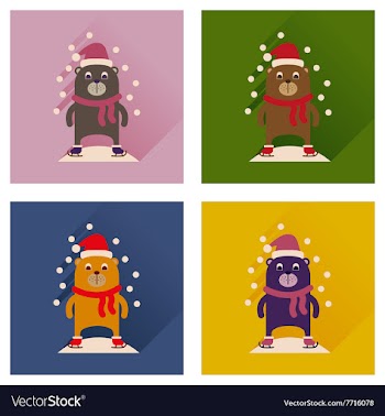 Concept of flat icons with long shadow bear snow vector image