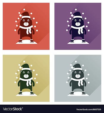 Concept of flat icons with long shadow bear snow vector image