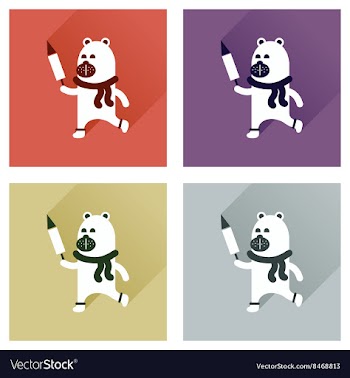 Concept of flat icons with long shadow Bear vector image