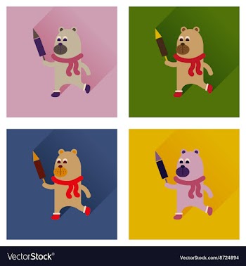 Concept of flat icons with long shadow Bear vector image