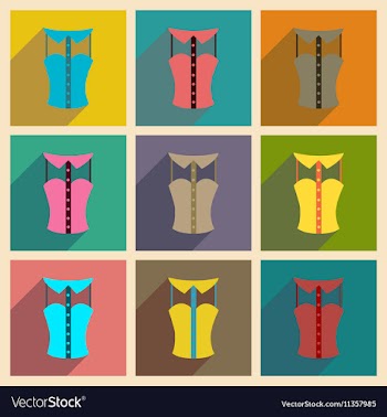 Concept of flat icons with long shadow blouse vector image