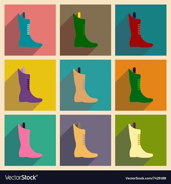 Concept of flat icons with long shadow boots vector image