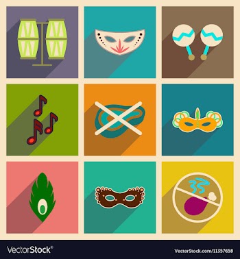 Concept of flat icons with long shadow Brazilian vector image