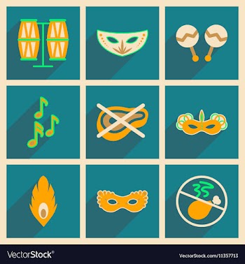 Concept of flat icons with long shadow Brazilian vector image