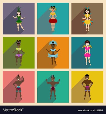 Concept of flat icons with long shadow Brazilian vector image