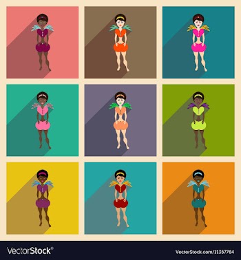 Concept of flat icons with long shadow Brazilian vector image